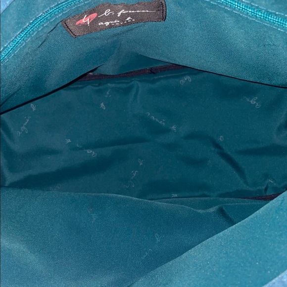 Agnes B Voyage Tote Bag Turquoise Blue Nylon Leather Bag Agnès B. France - Picture 6 of 11
